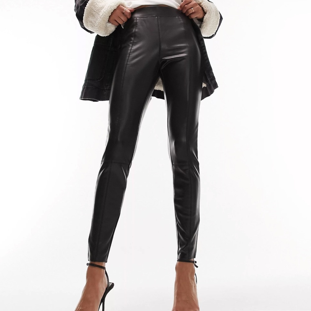 Topshop faux leather skinny fit pants black 6
